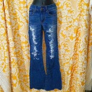 American Eagle Distressed Boho Flare Jeans size 6 NWOT